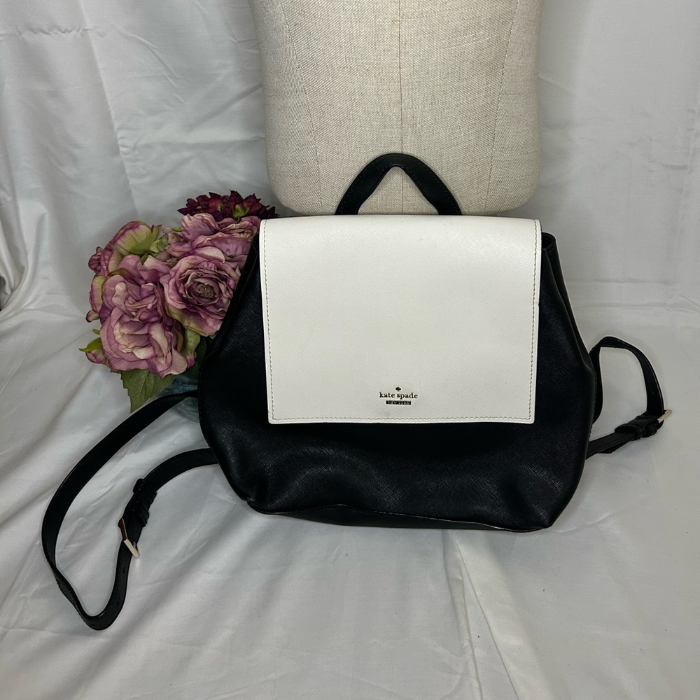 Kate Spade Two-Tone Black and White Cameron Street Backpack
